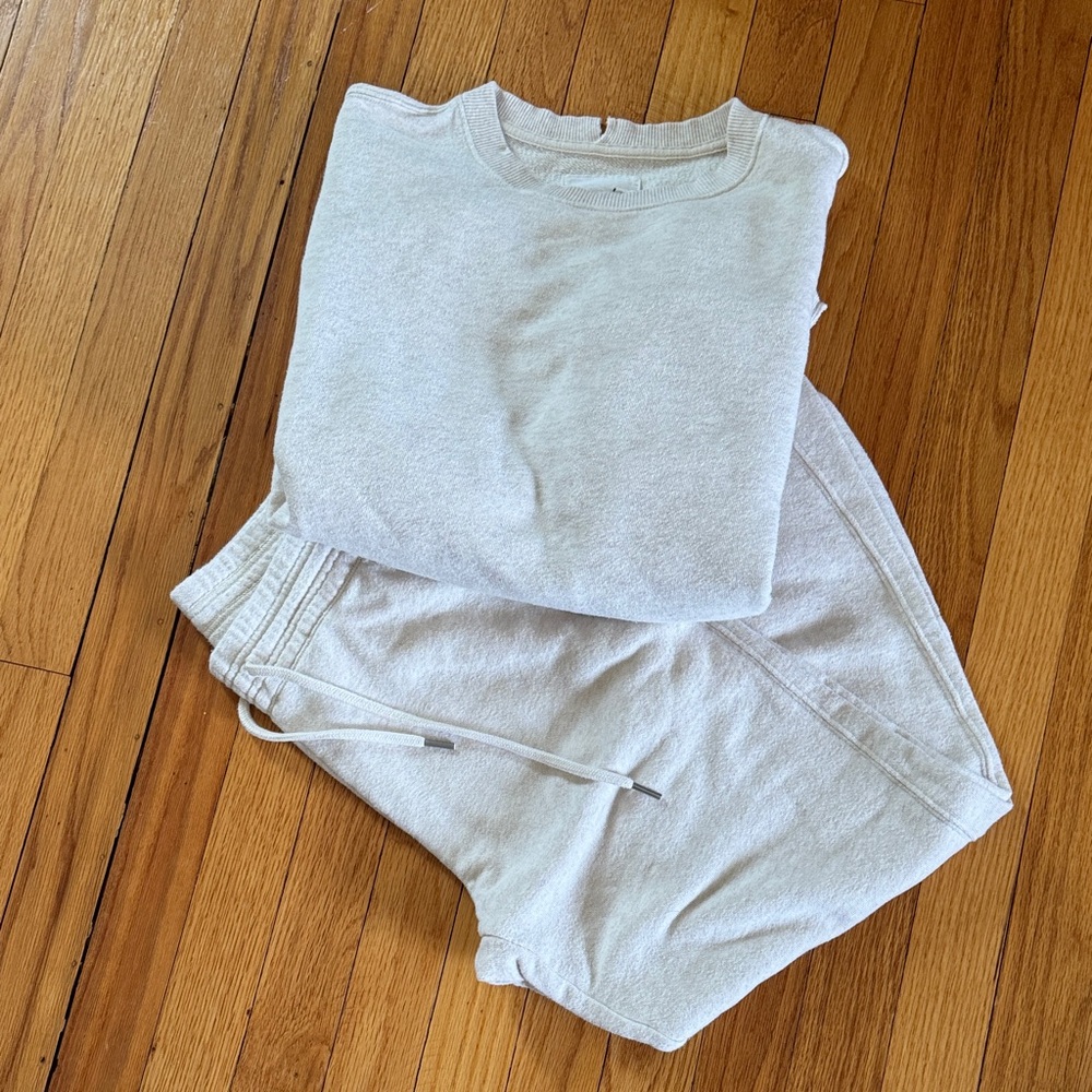 Neutral Cream Cozy Sweatshirt & Sweatpants Set